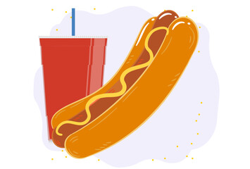 Hot Dog Concept Illustration Stylish and Beautiful