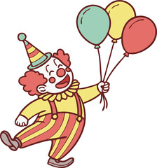 Vector illustration of Cartoon funny clown Circus. Clown with balloons vector clip-art