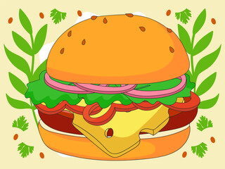 Burger Concept Illustration Stylish and Beautiful