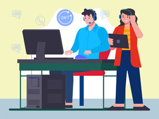 Customer Service Concept Illustration Stylish and Beautiful