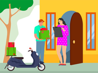 Door Delivery Concept Illustration Stylish and Beautiful