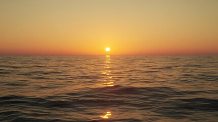 Turbines Against Ocean Sunset Horizon