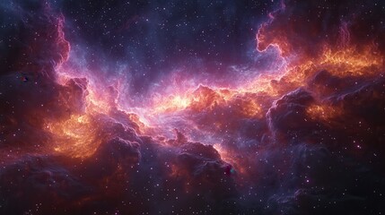 Fototapeta premium Pink and Orange Galactic Cloud in Deep Space