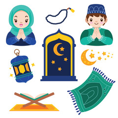 Set of hand drawn ramadan element collection