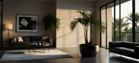 Obraz premium cozy interiors Palm tree with modern room