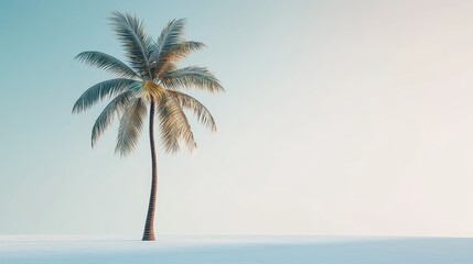 Obraz premium Single palm tree on beach.