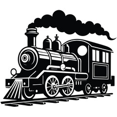 This sentence incorporates elements like steam, locomotive, railway, old, steel, black, and track to effectively describe the image