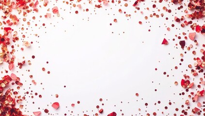 Red and gold confetti border on white background. (1)