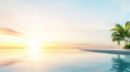 Serene Sunset Over Calm Poolside Oasis