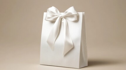 Elegant white gift bag with a satin bow