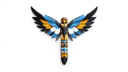 Obraz premium A stylized bird figure with vibrant colors and intricate patterns.