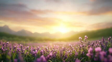 Obraz premium Serene Lavender Field at Sunrise