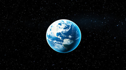 Fototapeta premium The Earth is seen floating in space, illuminated by sunlight, with visible continents and oceans. A stunning representation of the planet's beauty and fragility.