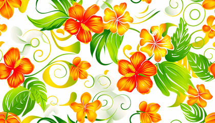 Vibrant Hibiscus Floral Illustration