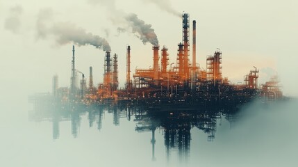 Obraz premium city, night, industry, oil, building, factory, plant, business, urban, industrial, light, sunset, refinery, skyline, sky, architecture, power, abstract, pollution, cityscape, water, river, landscape, 