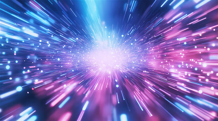 Fototapeta premium A mesmerizing abstract background with vibrant colorful light streaks and a glowing central point, representing energy and motion.