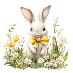 Obraz premium Spring Bunny Garden Clipart Vector Illustration