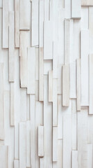 Fototapeta premium White wooden panels arranged in textured, layered pattern for modern wall design
