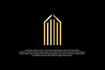 Fototapeta premium golden building abstract luxury modern minimalist logo