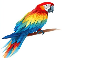 A vibrant parrot perched on a branch, showcasing its colorful feathers.