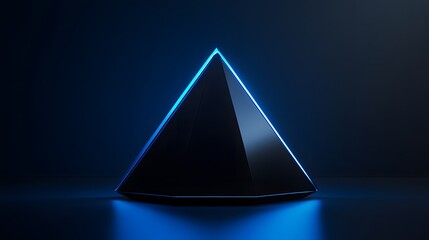 Fototapeta premium Illuminated Black Pyramid Abstract Geometric Shape