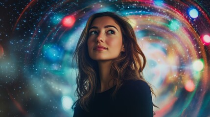 Vibrant Ferris Wheel Illuminating Night Sky with Colorful Lights