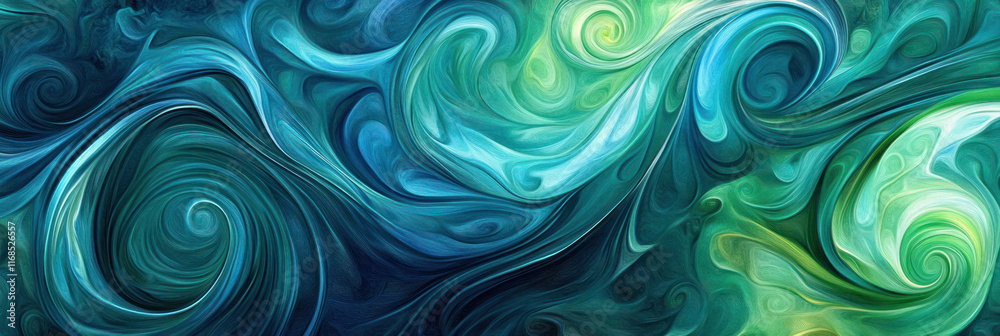 Aufkleber Abstract swirling patterns in vibrant blue and green tones create dynamic and fluid visual effect