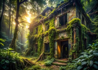 Dark Forest Urban Exploration: Mysterious Abandoned Building Overgrown with Vines