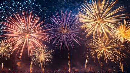 Fototapeta premium Stunning Fireworks Display Lighting Up the Night Sky at Festivities