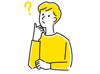 考え込む若い男性のイラスト