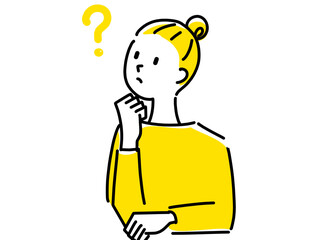 考え込む若い女性のイラスト