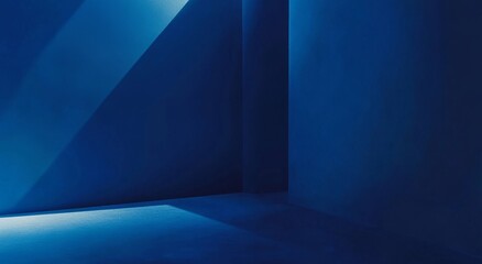 Blue room corner with light beam.