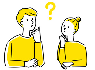 疑問を抱える男女のイラスト