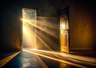 Dark Room, Bright Doorway Light, Dramatic Lighting, Interior Photography, Candid Shot