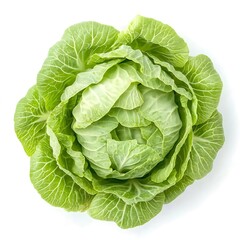 Obraz premium Fresh Green Cabbage Isolated on White Background - High-Quality Stock Image
