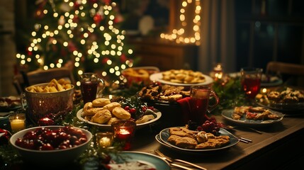 Naklejka premium food, buffet, market, fruit, healthy, delicious, restaurant, dessert, cake, chocolate, sweet, salad, red, fresh, vegetable, meat, green, tasty, cuisine, meal, table, dinner, snack,generative ai