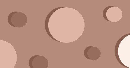 Abstract background with round paper cutouts of trendy colors on a chocolate textured surface