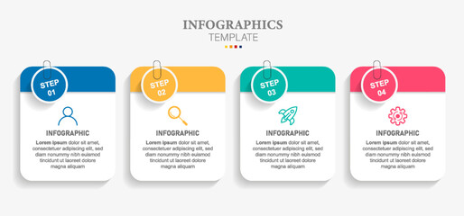 Creative concept for infographic with note and 4 steps, options, parts or processes. Business data visualization