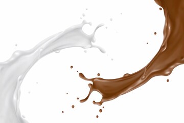 chocolate or cocoa splash, 3d rendering.

