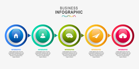 circle infographic 5 steps. timeline infographic, presentation banner concept, workflow infographic