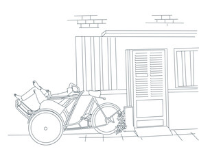 man take a snap in cycle rickshaw - Life in Vietnam