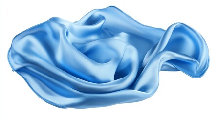 Obraz premium Flowing light blue silk fabric isolated on white.