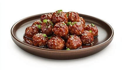 Delicious glazed meatballs on a plate.
