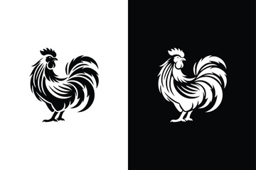 High Quality Hen Silhouette Icon Black and White Backgrounds.