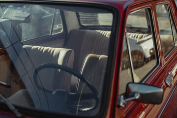 interior of an old car