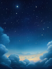 serene night sky filled with stars and soft clouds, creating tranquil atmosphere