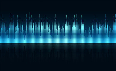 Sound wave on a blue background. Vector illustration. Sketch for creativity.