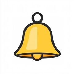 Fototapeta premium Yellow Bell Notification Icon with Bold Design on White Background