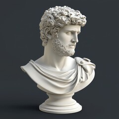 Obraz premium Classical bust showcasing intricate details of a regal figure with a thoughtful expression