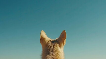 Obraz premium A dog's perspective, gazing at a clear blue sky.